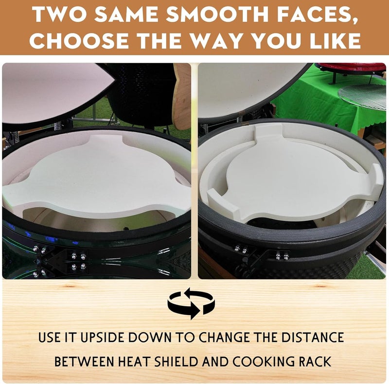 Auplex 13'' Heat Deflector Conveggtor for Kamado Accessories, Ceramic Pizza Stone with 3 Legs, Smoking Plate Grill Accessories Plate Setter-Extra Thick - Image 3